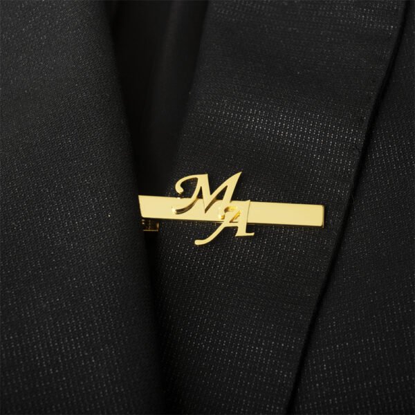 Custom Name Initials Tie Clip Men's Personalize Stainless Steel Letters Tie Clip Wedding Jewelry for Groom - 图片 9