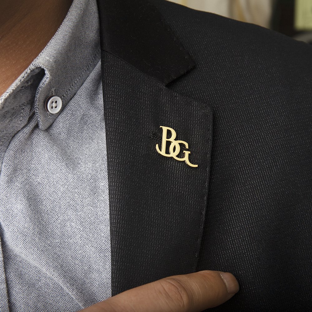 Custom Initials Brooch For Groom Men's Stainless Steel Initials Letters Lapel Pin Personalized Wedding Best Man Jewelry - 图片 8