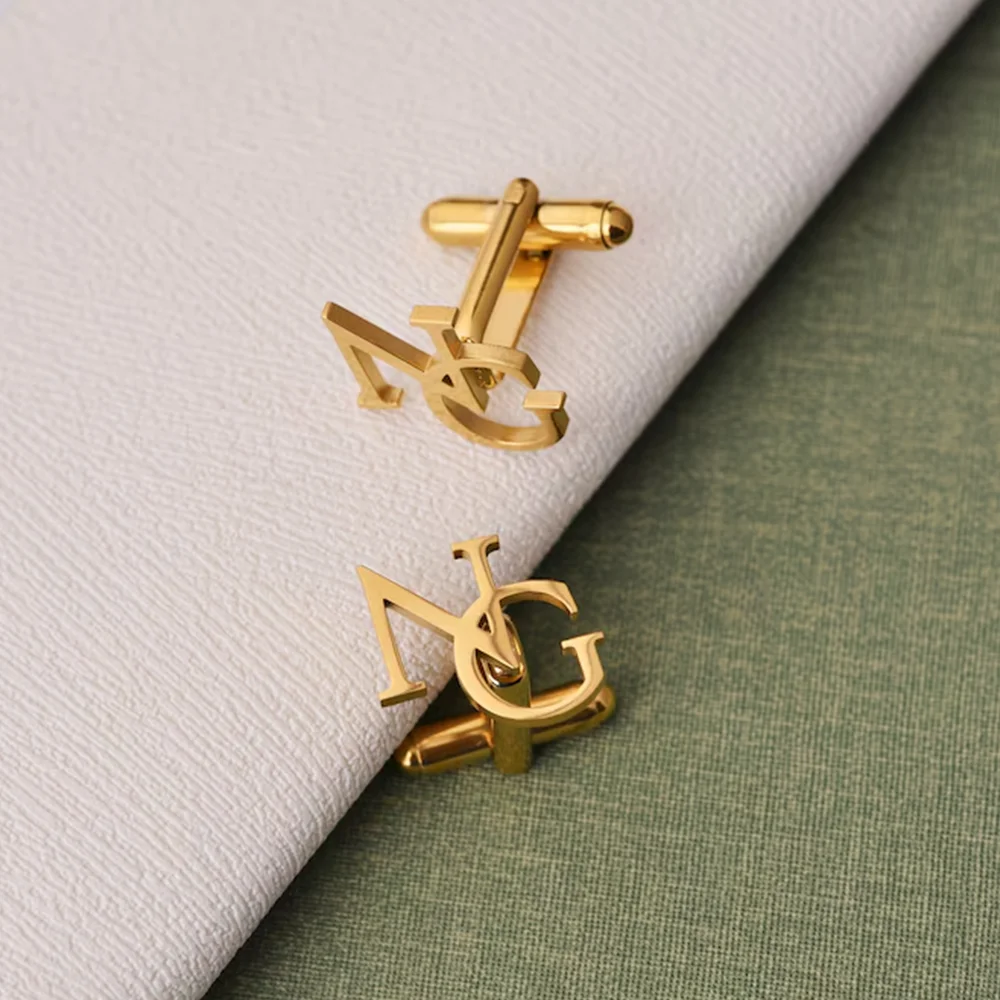 Custom Cufflinks for Groom Stainless Steel Men's Initials Cufflinks Personalized Wedding Best Man Jewelry Gift - 图片 9
