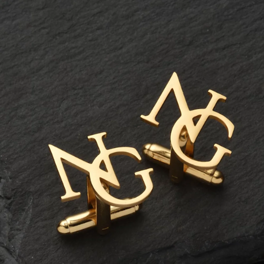 Custom Cufflinks for Groom Stainless Steel Men's Initials Cufflinks Personalized Wedding Best Man Jewelry Gift - 图片 8