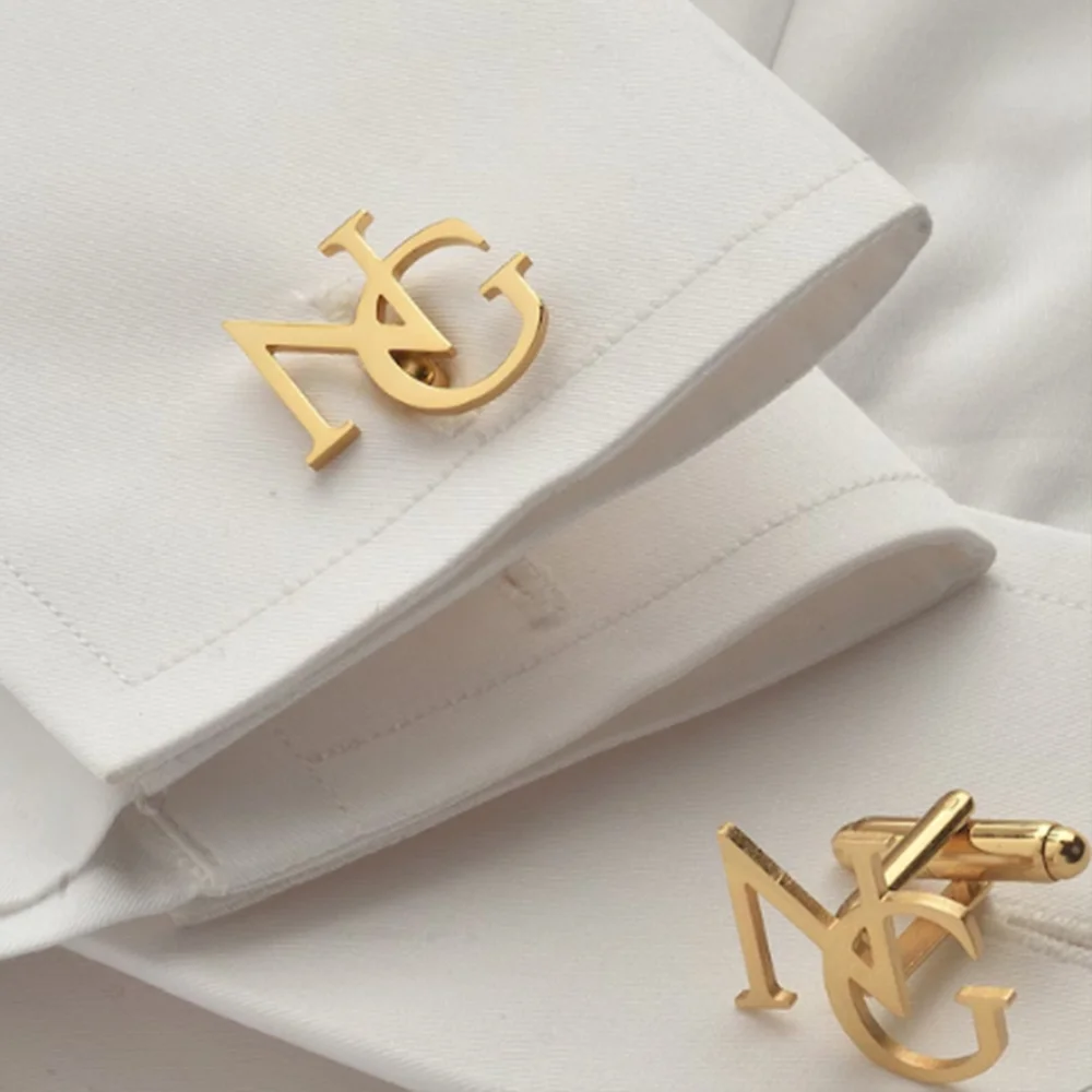Custom Cufflinks for Groom Stainless Steel Men's Initials Cufflinks Personalized Wedding Best Man Jewelry Gift - 图片 4