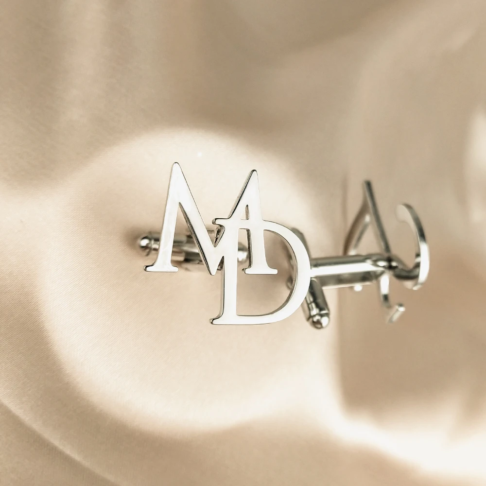 Custom Cufflinks for Groom Stainless Steel Men's Initials Cufflinks Personalized Wedding Best Man Jewelry Gift - 图片 7